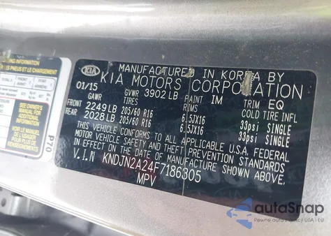 2015 Kia Soul из США, поврежденный, VIN KNDJN2A24F7186305